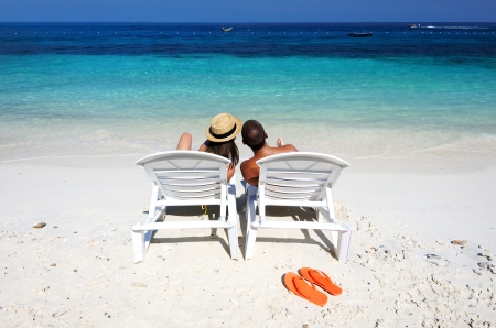 Couple on a tropical beachの写真素材