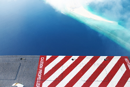 Group of atolls and islands in Maldives, from view seaplane