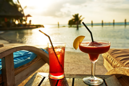 Cocktails near the swimming poolの写真素材