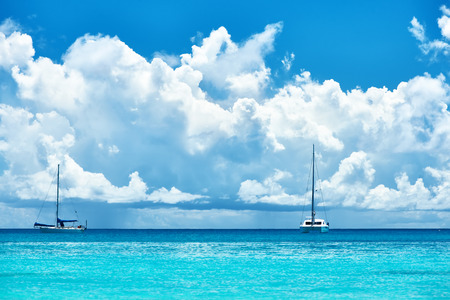 Beautiful beach at Seychelles, Praslin, Anse Lazioの写真素材