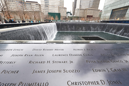 NEW YORK CITY - MARCH 31: New York 9/11 Memorial at World Trade Center Ground Zero on March 31,...