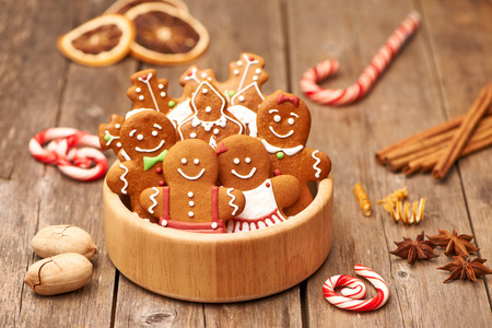 Christmas homemade gingerbread cookies on table
