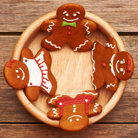 Christmas homemade gingerbread cookies on table