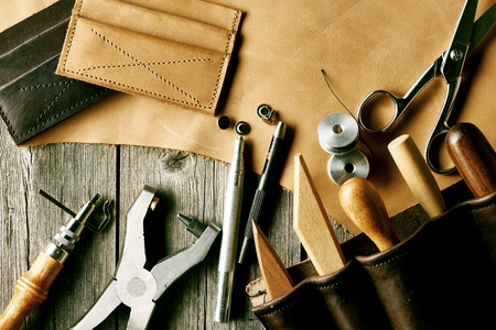 Leather crafting tools still life