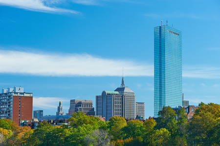Boston view from Harvard Bridge at Massachusetts, USAの写真素材
