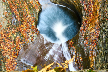 Cave waterfall at Watkins Glen state park, New York, USAの写真素材