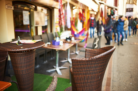 AMSTERDAM, NETHERLANDS - APRIL 1 2013: Amsterdam street cafe at spring, April 1, 2013のeditorial素材