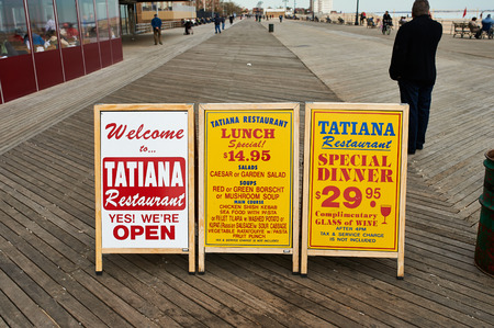 NEW YORK CITY - APRIL 1: Coney Island boardwalk, Brighton beach, Brooklyn, USA,  April 1 2014 in New York, USAのeditorial素材