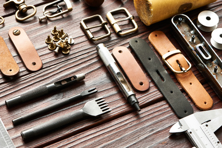 Leather crafting DIY tools still life