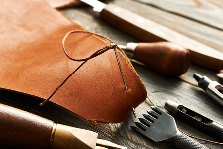 Leather crafting DIY tools still life