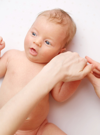 One month old newborn baby massage
