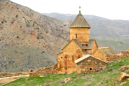 Ancient monastery Noravank in the mountains in Amaghu valley, Armenia. Was founded in 1205.の写真素材