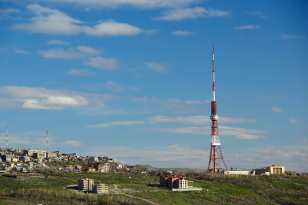 City view of Yerevan with antenna tower