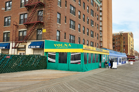 NEW YORK CITY - APRIL 1: Coney Island boardwalk, Brighton beach, Brooklyn, USA,  April 1 2014 in New York, USAのeditorial素材