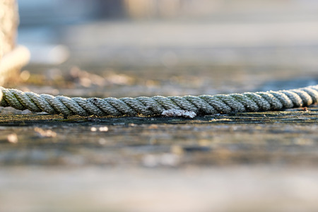 Rope on jetty, Lake Cayuga at Ithaca, New York