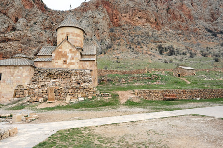Ancient monastery Noravank in the mountains in Amaghu valley, Armenia. Was founded in 1205.の写真素材