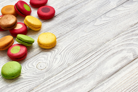 French delicious dessert macaroons on tableの写真素材
