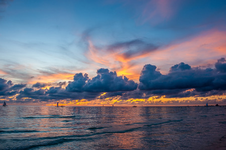 Beautiful sunset at Boracay beach, Philippines.の写真素材
