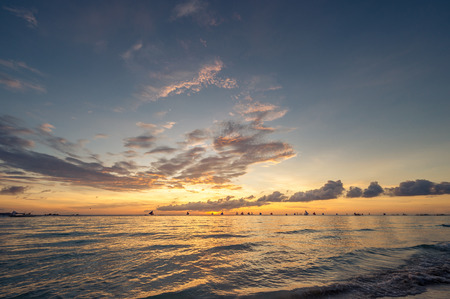 Beautiful sunset at Boracay beach at Philippinesの写真素材