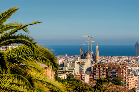 Barcelona cityscape overlook from Park G?ellの写真素材