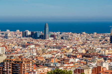 Barcelona cityscape overlook from Park Guellの写真素材