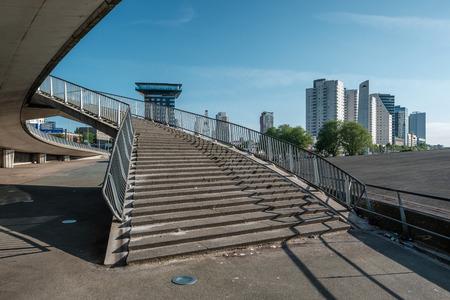 Rotterdam city cityscape skyline with Erasmus bridge. South Holland, Netherlands.のeditorial素材