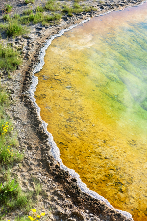 Hot thermal spring in Yellowstone National Park, Wyoming, USAの写真素材