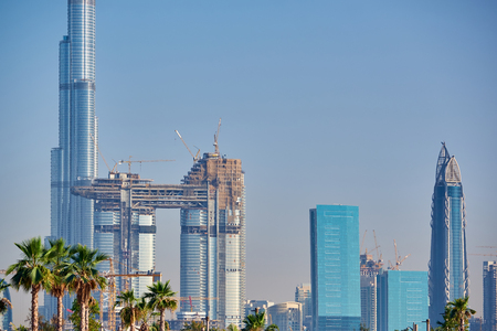 Dubai daytime skyline in United Arab Emiratesの写真素材