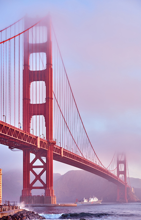 Golden Gate Bridge view from Fort Point at morning, San Francisco, California, USAの写真素材