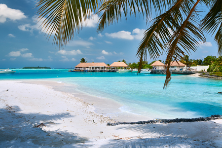 Tropical beach resort. Summer vacation at Maldives.の写真素材
