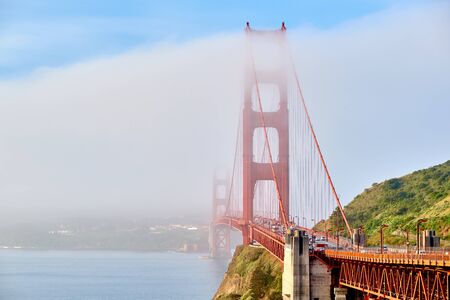Golden Gate Bridge view at foggy morning, San Francisco, California, USA