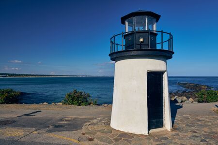 Lobster Point Lighthouse. Built in 1948 on Marginal Way in Ogunquit, Maine, USA.の写真素材
