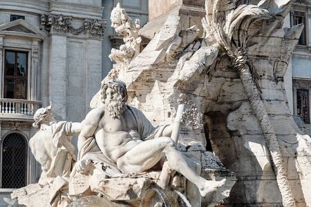 Fountain at Piazza Navona in Rome, Italyの写真素材
