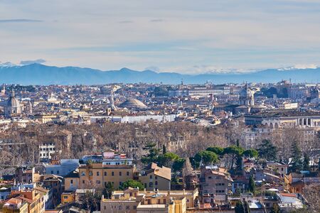 Rome skyline view from Janiculum Terrace (Terrazza del Gianicolo) in Italyの写真素材
