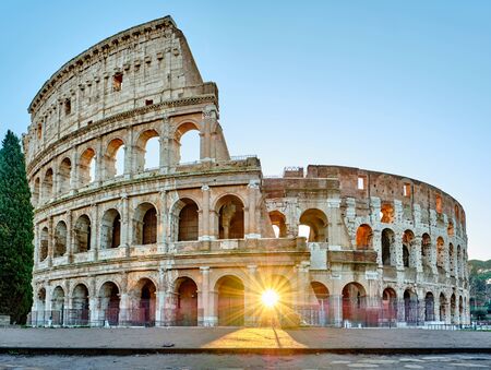 Colosseum at sunrise in Rome, Italyの写真素材