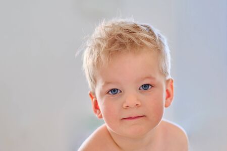 Two year old boy portraitの写真素材