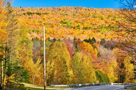 Highway at autumn day in Maine, USA.の写真素材