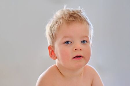 Two year old boy portraitの写真素材