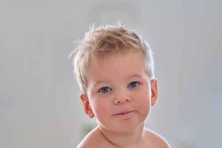 Two year old boy portraitの写真素材