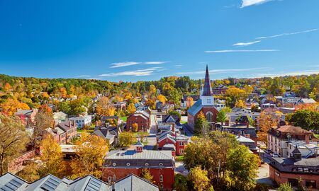 Montpelier town skyline at autumn in Vermont, USAの写真素材