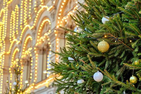 Christmas tree in Moscow city, Russiaの写真素材