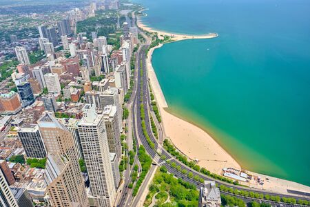 Chicago city aerial view, Illinois, USAの写真素材