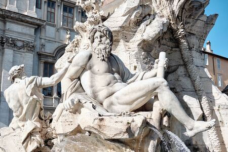 Fountain at Piazza Navona in Rome, Italyの写真素材