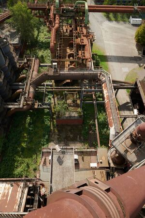 Industrial factory in Duisburg, Germany. Public park Landschaftspark, landmark and tourist...