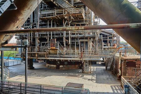 Industrial factory in Duisburg, Germany. Public park Landschaftspark, landmark and tourist attraction.の写真素材