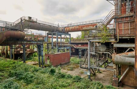 Industrial factory in Duisburg, Germany. Public park Landschaftspark, landmark and tourist...