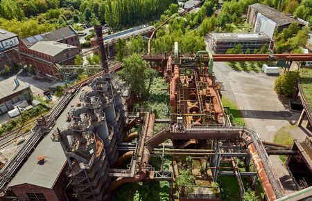 Industrial factory in Germany. Public park Landschaftspark, landmark and tourist attraction.の写真素材