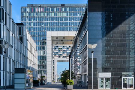 Cologne cityscape. Kranhaus building complex with crane house on riverside of Rhein in Cologne, Germany. の写真素材