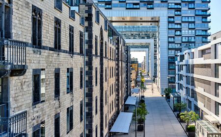 Cologne cityscape. Kranhaus building complex with crane house on riverside of Rhein in Cologne, Germany. の写真素材