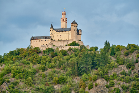 Marksburg castle on Rhine river in Rhineland-Palatinate, Germany. Built in 1117のeditorial素材